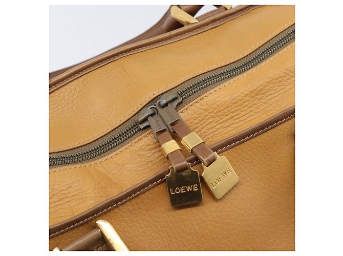 Bolsa Boston LOEWE em couro bege dourado autêntica bs37201 - vista 10
