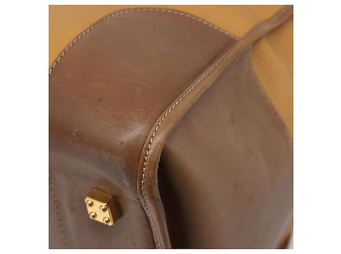 Bolsa Boston LOEWE em couro bege dourado autêntica bs37201 - vista 15