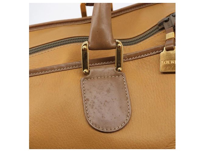 Bolsa Boston LOEWE em couro bege dourado autêntica bs37201 - vista 17