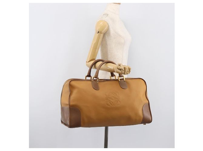 Bolsa Boston LOEWE em couro bege dourado autêntica bs37201 - vista 22