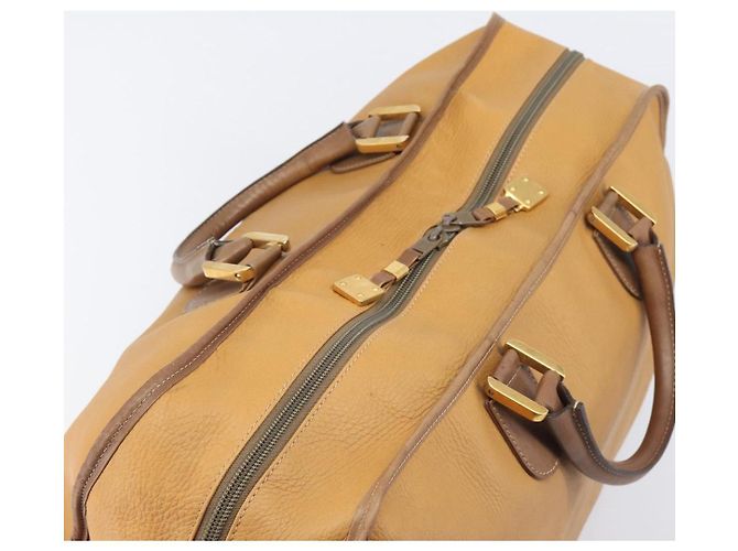 Bolsa Boston LOEWE em couro bege dourado autêntica bs37201 - vista 6