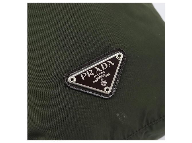 PRADA Nylon Pochette Green Silver Auth 207600A Silber Grün - Ansicht 17