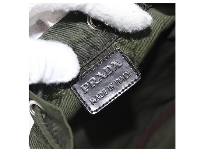 PRADA Nylon Pochette Green Silver Auth 207600A Silber Grün - Ansicht 18