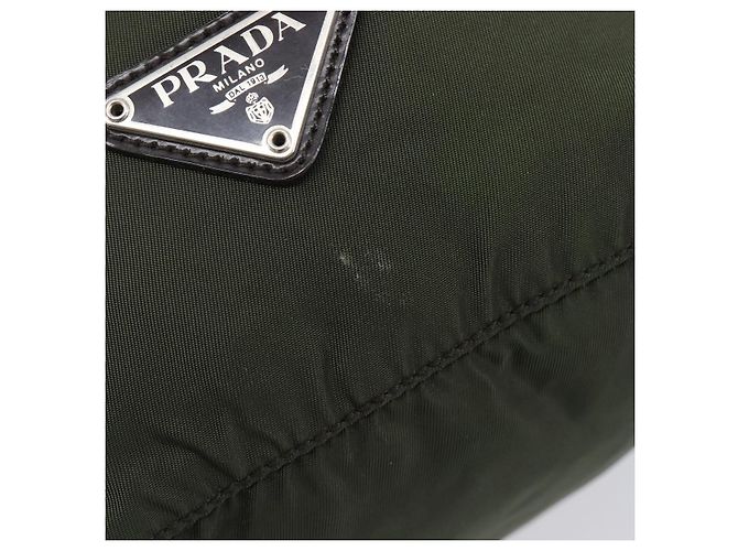 PRADA Nylon Pochette Green Silver Auth 207600A Silber Grün - Ansicht 8