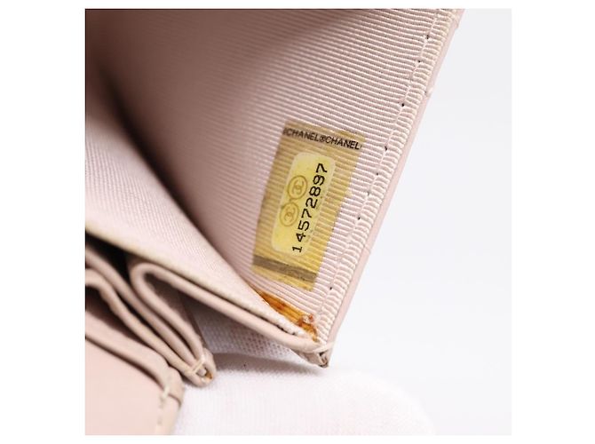 Cartera CHANEL Matelasse de piel de cordero beige y plata CC Auth 205317 - vista 11