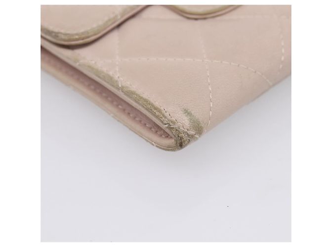 Cartera CHANEL Matelasse de piel de cordero beige y plata CC Auth 205317 - vista 14