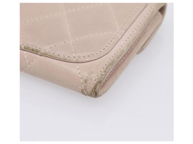 Cartera CHANEL Matelasse de piel de cordero beige y plata CC Auth 205317 - vista 15