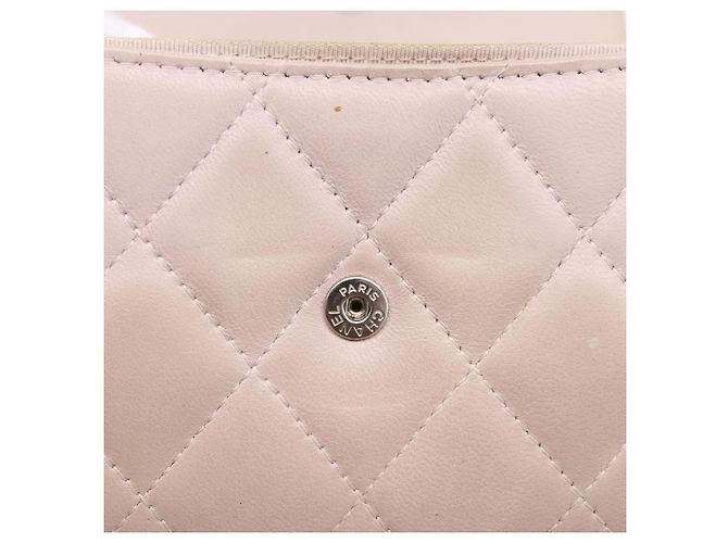 Cartera CHANEL Matelasse de piel de cordero beige y plata CC Auth 205317 - vista 19