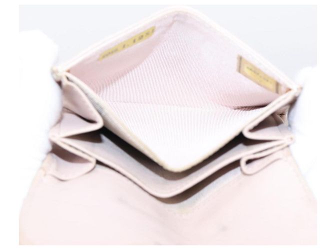Cartera CHANEL Matelasse de piel de cordero beige y plata CC Auth 205317 - vista 24