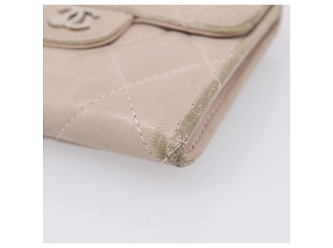 Cartera CHANEL Matelasse de piel de cordero beige y plata CC Auth 205317 - vista 7