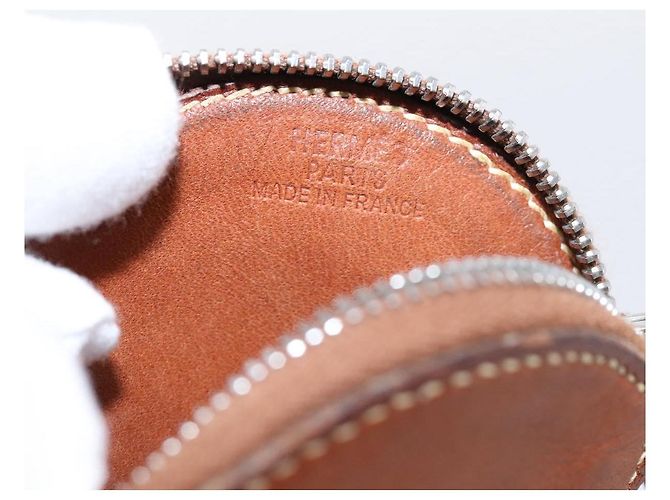 Hermès HERMES Münzbeutel Leder Braun Silber Auth LN115A - Ansicht 12