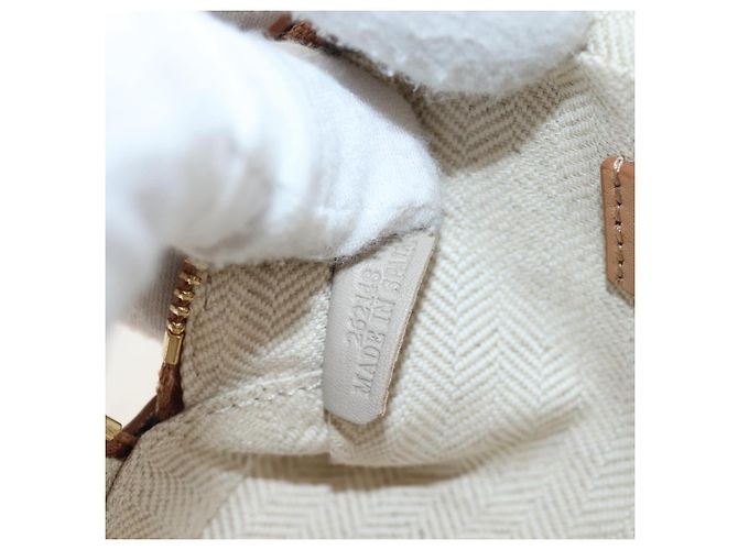 LOEWE Amazona Nano Shoulder Pouch Canvas 2way Beige Gold Auth 206378M Dorado - vista 11