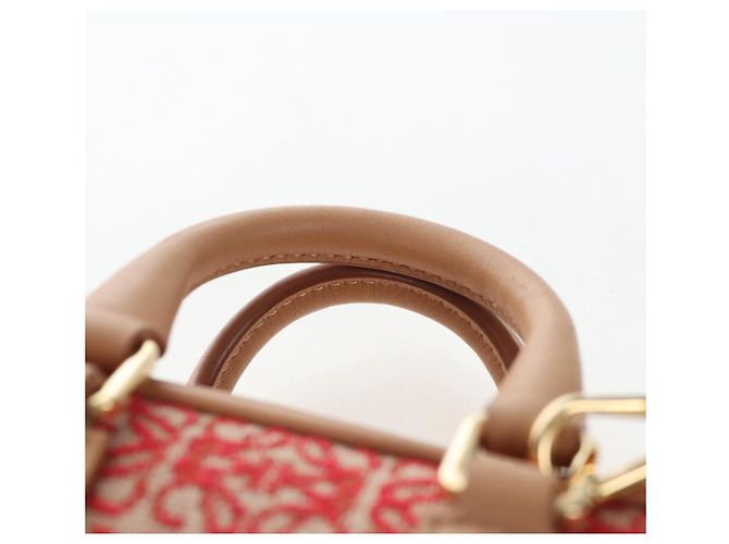 LOEWE Amazona Nano Shoulder Pouch Canvas 2way Beige Gold Auth 206378M Dorado - vista 14