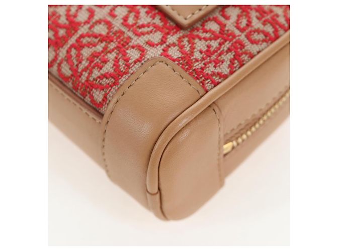 LOEWE Amazona Nano Shoulder Pouch Canvas 2way Beige Gold Auth 206378M Dorado - vista 17