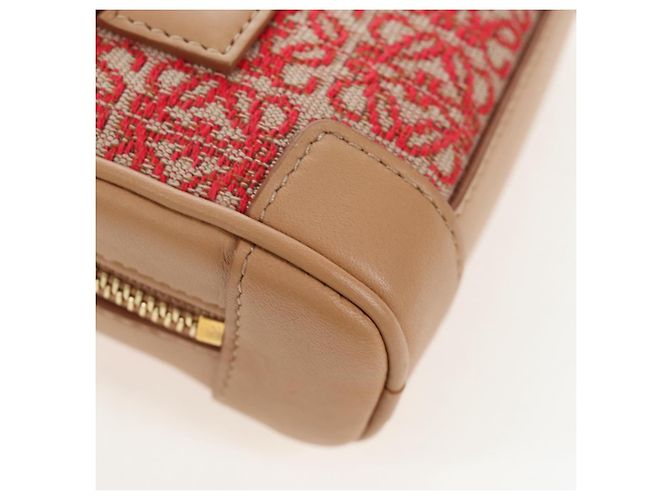 LOEWE Amazona Nano Shoulder Pouch Canvas 2way Beige Gold Auth 206378M Dorado - vista 18