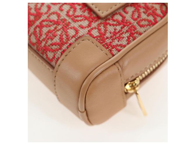 LOEWE Amazona Nano Shoulder Pouch Canvas 2way Beige Gold Auth 206378M Dorado - vista 19