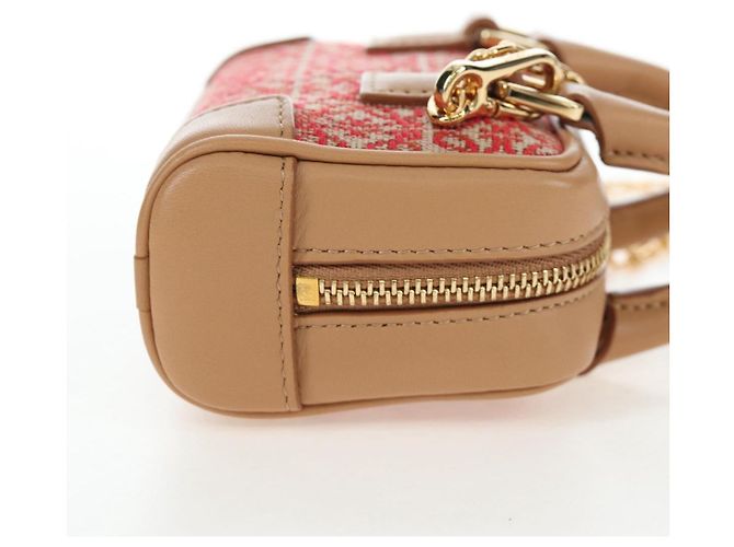 LOEWE Amazona Nano Shoulder Pouch Canvas 2way Beige Gold Auth 206378M Dorado - vista 3