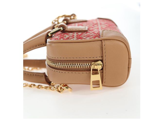 LOEWE Amazona Nano Shoulder Pouch Canvas 2way Beige Gold Auth 206378M Dorado - vista 4