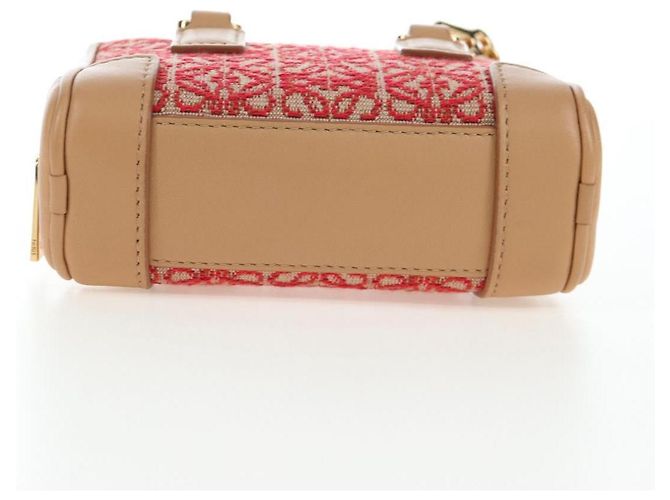 LOEWE Amazona Nano Shoulder Pouch Canvas 2way Beige Gold Auth 206378M Dorado - vista 5