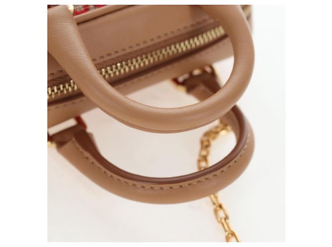 LOEWE Amazona Nano Shoulder Pouch Canvas 2way Beige Gold Auth 206378M Dorado - vista 7