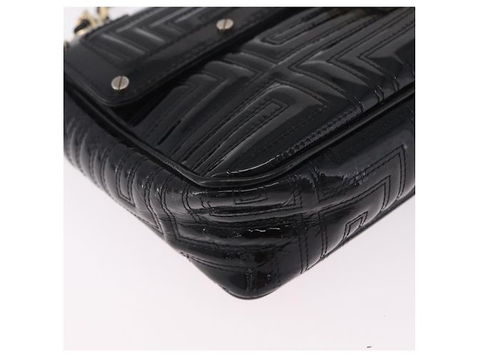 Sac à épaule à chaîne Gianni Versace en cuir verni Noir Or Auth bs37461 Doré - vue 16