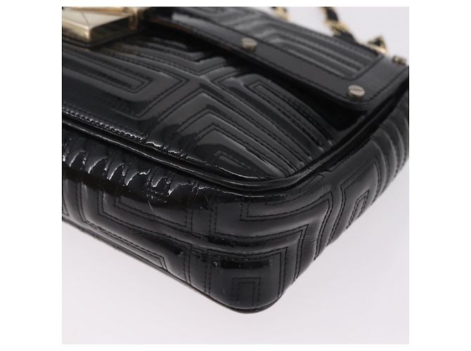 Sac à épaule à chaîne Gianni Versace en cuir verni Noir Or Auth bs37461 Doré - vue 17