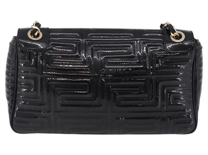 Sac à épaule à chaîne Gianni Versace en cuir verni Noir Or Auth bs37461 Doré - vue 2