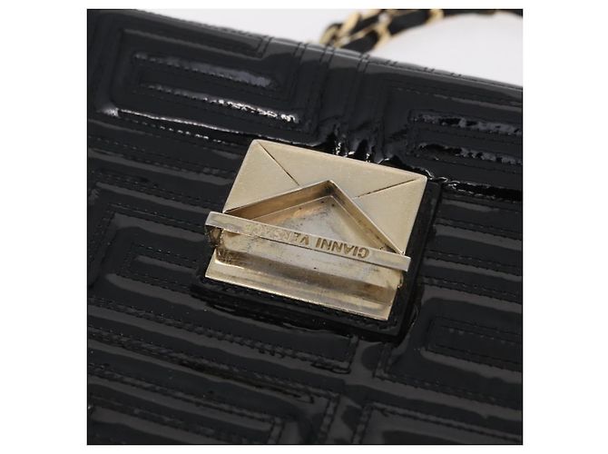 Sac à épaule à chaîne Gianni Versace en cuir verni Noir Or Auth bs37461 Doré - vue 21
