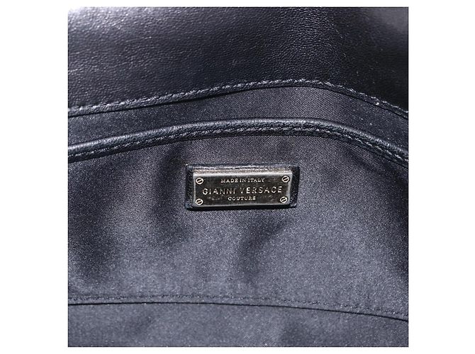 Sac à épaule à chaîne Gianni Versace en cuir verni Noir Or Auth bs37461 Doré - vue 22