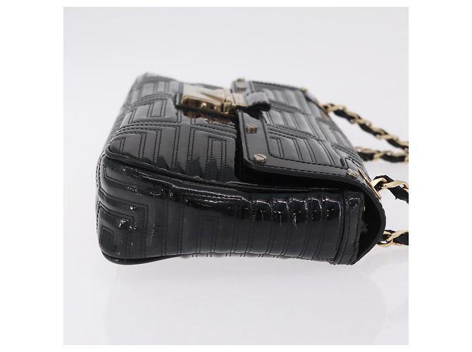 Sac à épaule à chaîne Gianni Versace en cuir verni Noir Or Auth bs37461 Doré - vue 3