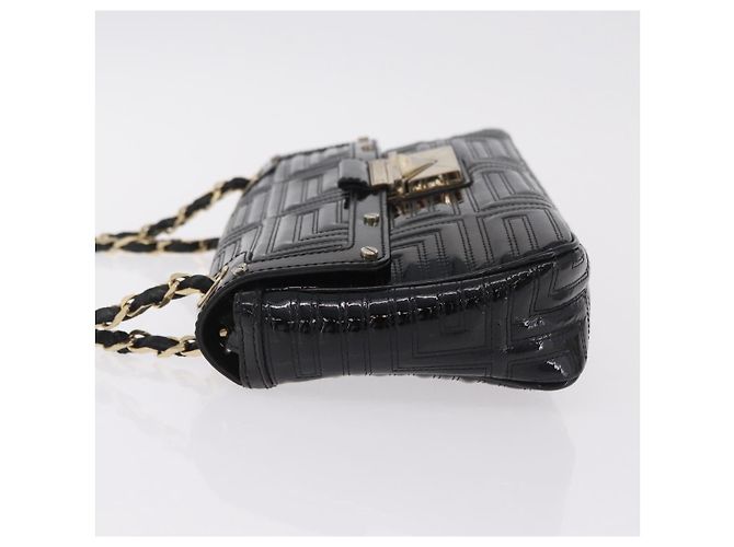 Sac à épaule à chaîne Gianni Versace en cuir verni Noir Or Auth bs37461 Doré - vue 4