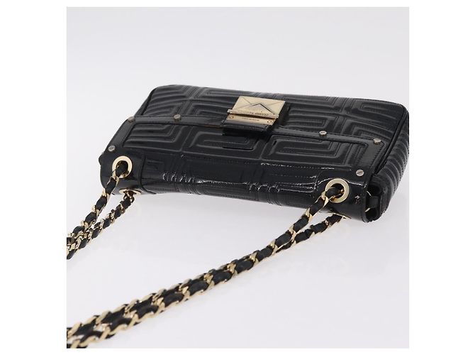 Sac à épaule à chaîne Gianni Versace en cuir verni Noir Or Auth bs37461 Doré - vue 6