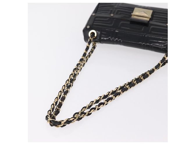Sac à épaule à chaîne Gianni Versace en cuir verni Noir Or Auth bs37461 Doré - vue 7