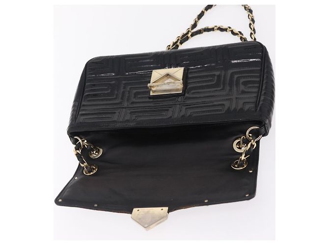 Sac à épaule à chaîne Gianni Versace en cuir verni Noir Or Auth bs37461 Doré - vue 9