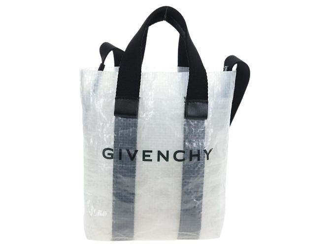 Borsa a mano GIVENCHY Vinyl 2way Clear Silver Auth 206748A Argento - vista 13