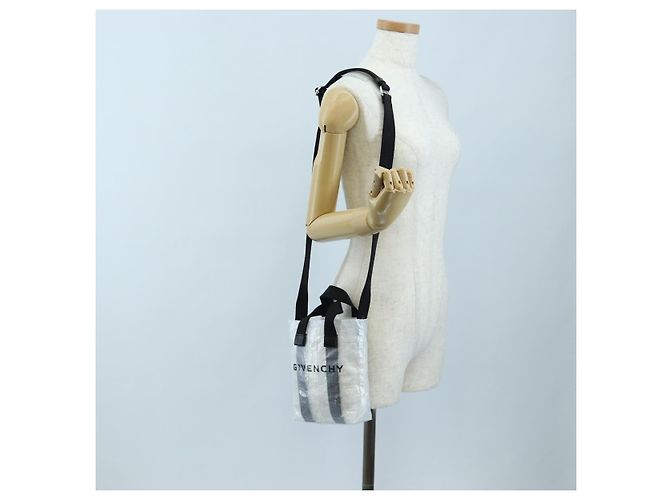 Borsa a mano GIVENCHY Vinyl 2way Clear Silver Auth 206748A Argento - vista 21