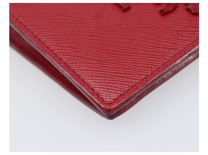 PRADA Bifold Wallet Saffiano leather Red Gold Auth 205224A Golden - view 14