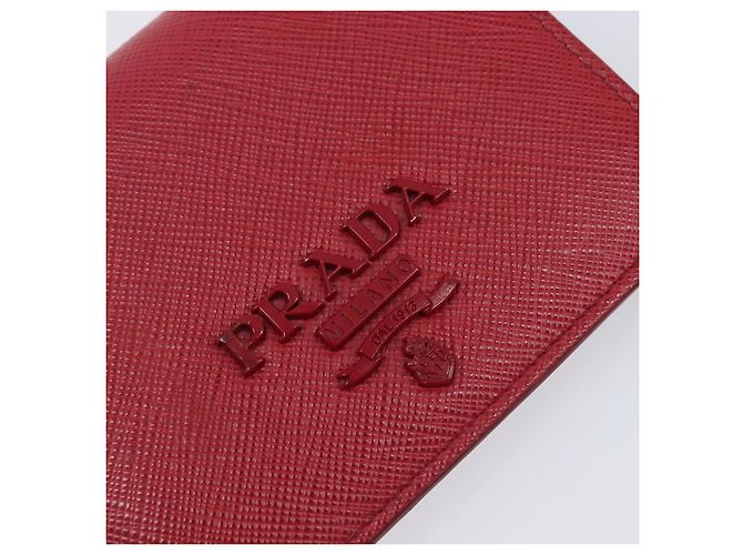 PRADA Bifold Wallet Saffiano leather Red Gold Auth 205224A Golden - view 17