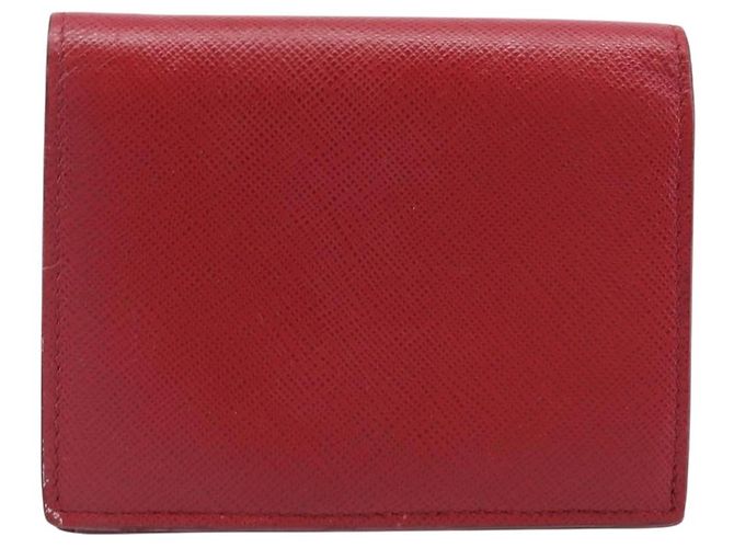 PRADA Bifold Wallet Saffiano leather Red Gold Auth 205224A Golden - view 2