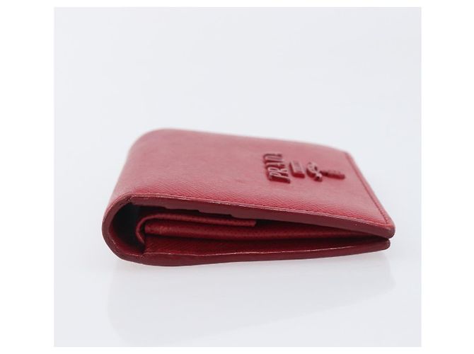 PRADA Bifold Wallet Saffiano leather Red Gold Auth 205224A Golden - view 4