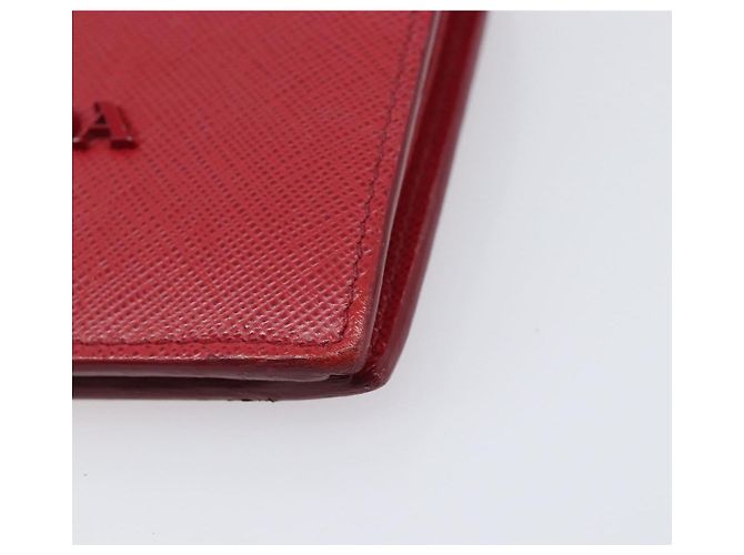 PRADA Bifold Wallet Saffiano leather Red Gold Auth 205224A Golden - view 7