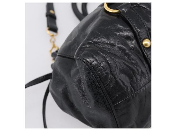 Miu Miu Handtasche Leder 2way Schwarz Gold Auth 167716SAM Golden - Ansicht 17