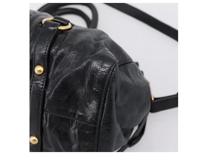 Miu Miu Handtasche Leder 2way Schwarz Gold Auth 167716SAM Golden - Ansicht 18