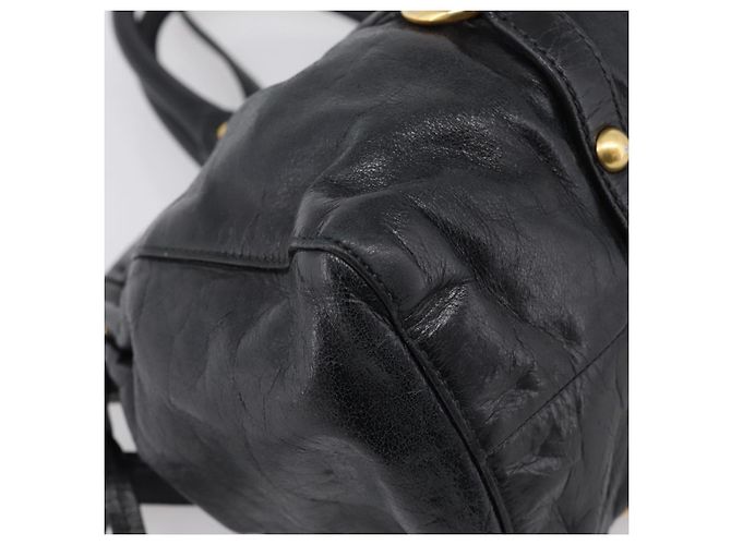Miu Miu Handtasche Leder 2way Schwarz Gold Auth 167716SAM Golden - Ansicht 19