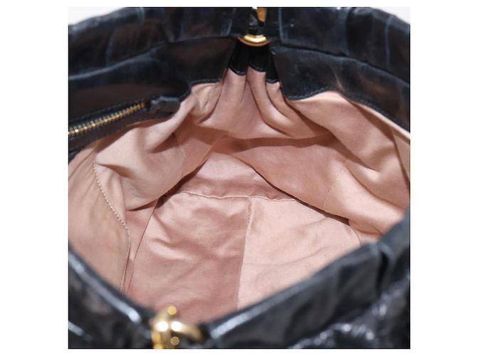 Miu Miu Handtasche Leder 2way Schwarz Gold Auth 167716SAM Golden - Ansicht 22