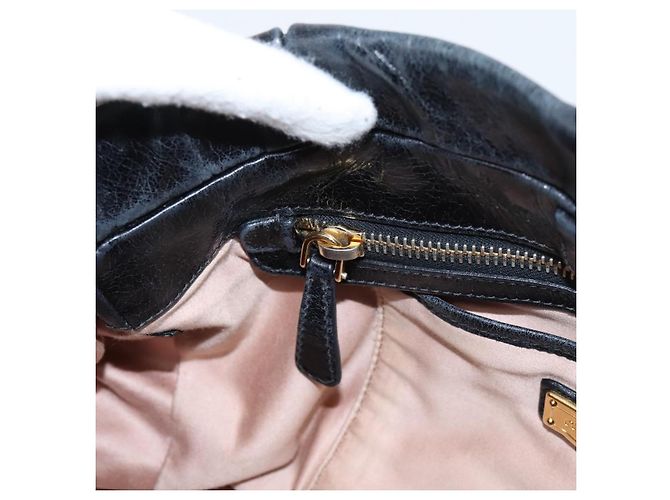 Miu Miu Handtasche Leder 2way Schwarz Gold Auth 167716SAM Golden - Ansicht 24