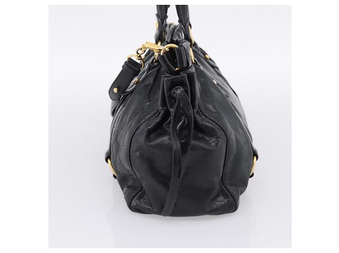 Miu Miu Handtasche Leder 2way Schwarz Gold Auth 167716SAM Golden - Ansicht 4