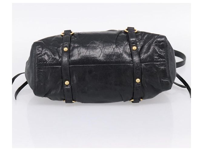 Miu Miu Handtasche Leder 2way Schwarz Gold Auth 167716SAM Golden - Ansicht 5