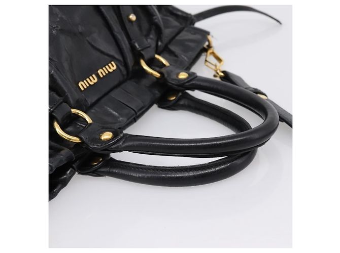 Miu Miu Handtasche Leder 2way Schwarz Gold Auth 167716SAM Golden - Ansicht 7