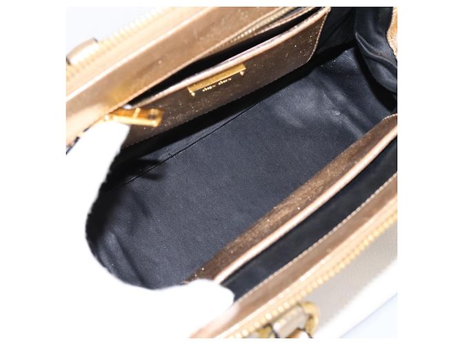 Bolsa de Mão Miu Miu Madras Leather 2way Gold Auth 207611A Dourado - vista 11